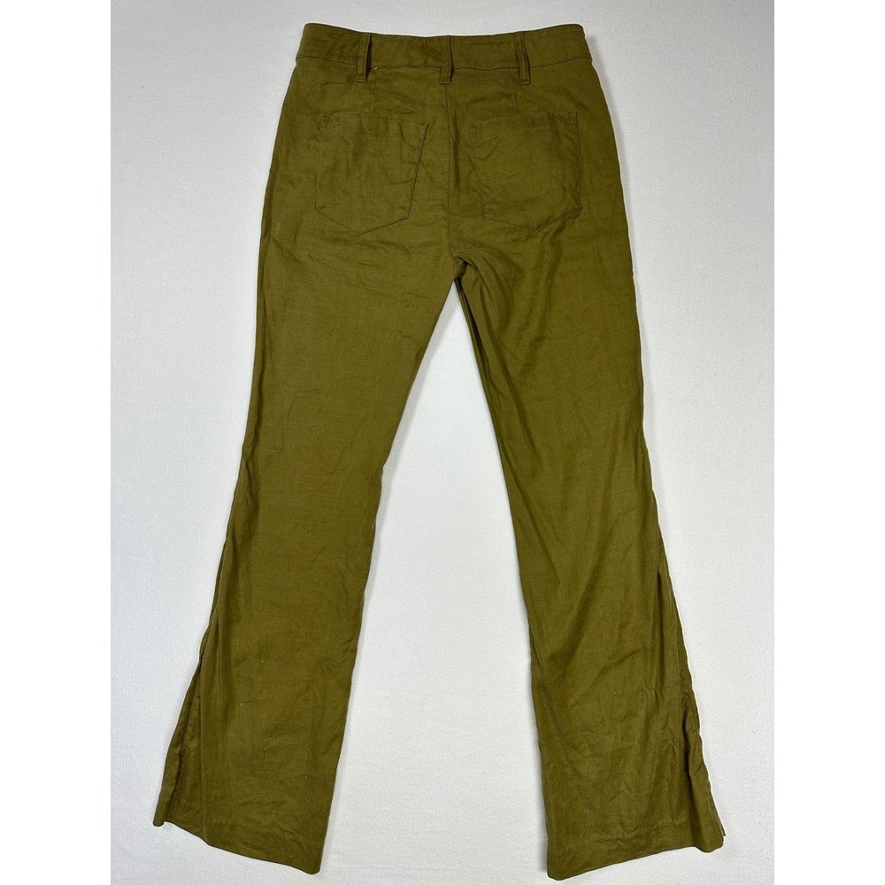 Cabi Linen Blend Sailor Flare Leg Trousers Size 2 Olive Green Beachy Vacay Chic - Picture 11 of 13